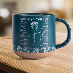 God Says You Are Christian Gift Toile De Jouy Birth Flower Pottery Mug HO82 894638
