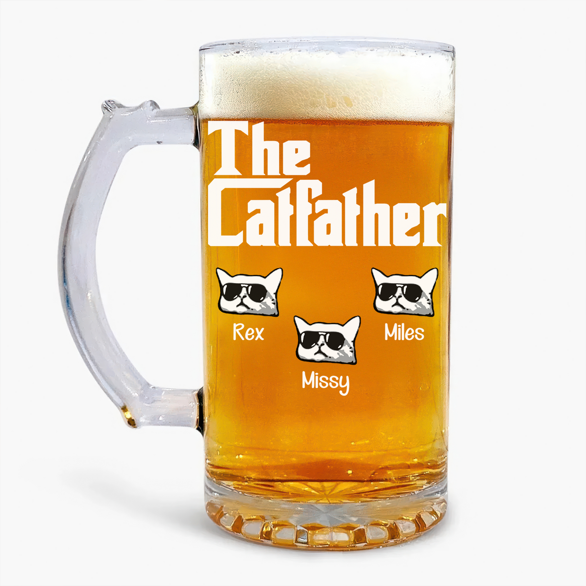 The CatFather For Cat Lovers Personalized Glass Beer Mug LM32 893529