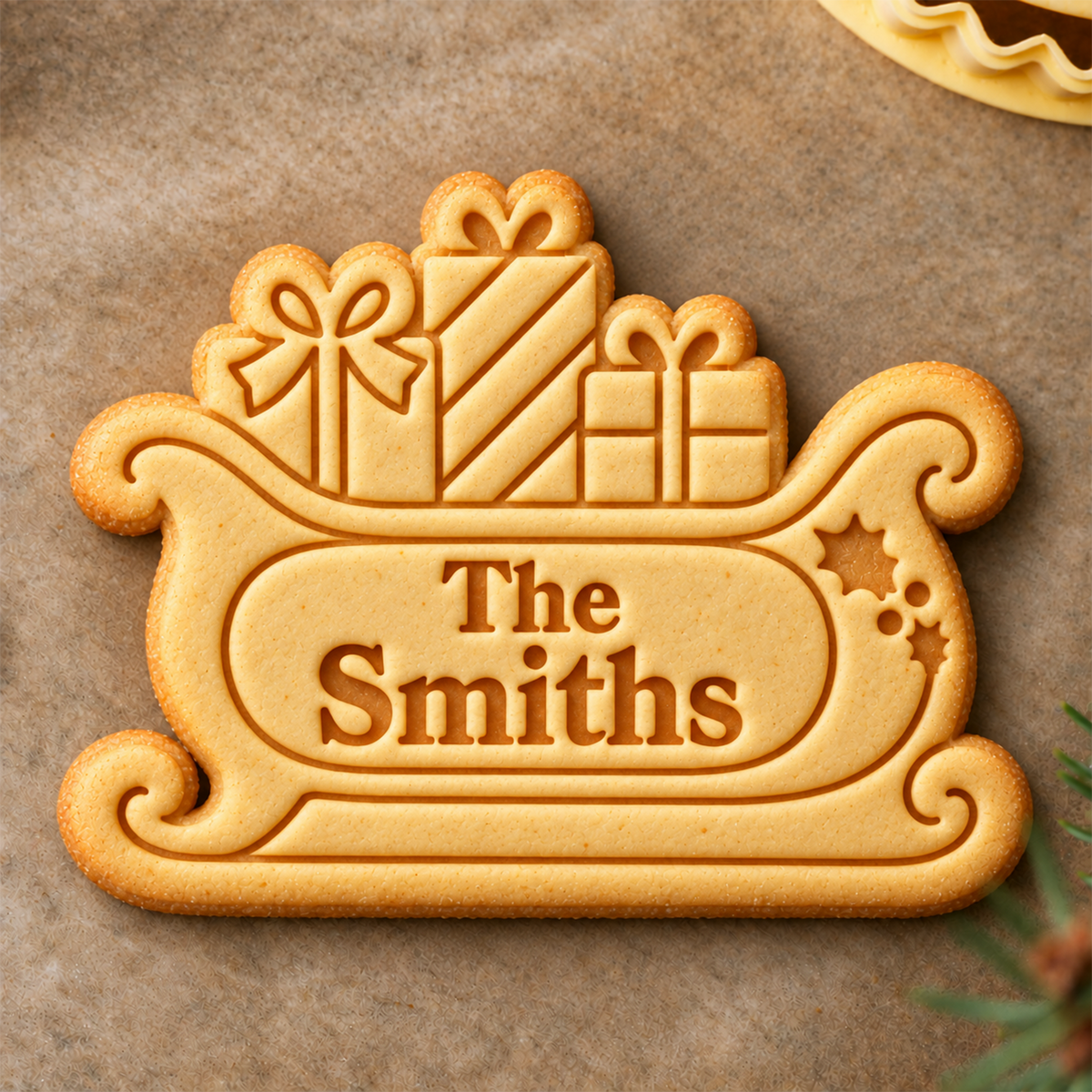 Custom Family Name Merry Christmas Cookie Cutter & Stamp CH07 181100