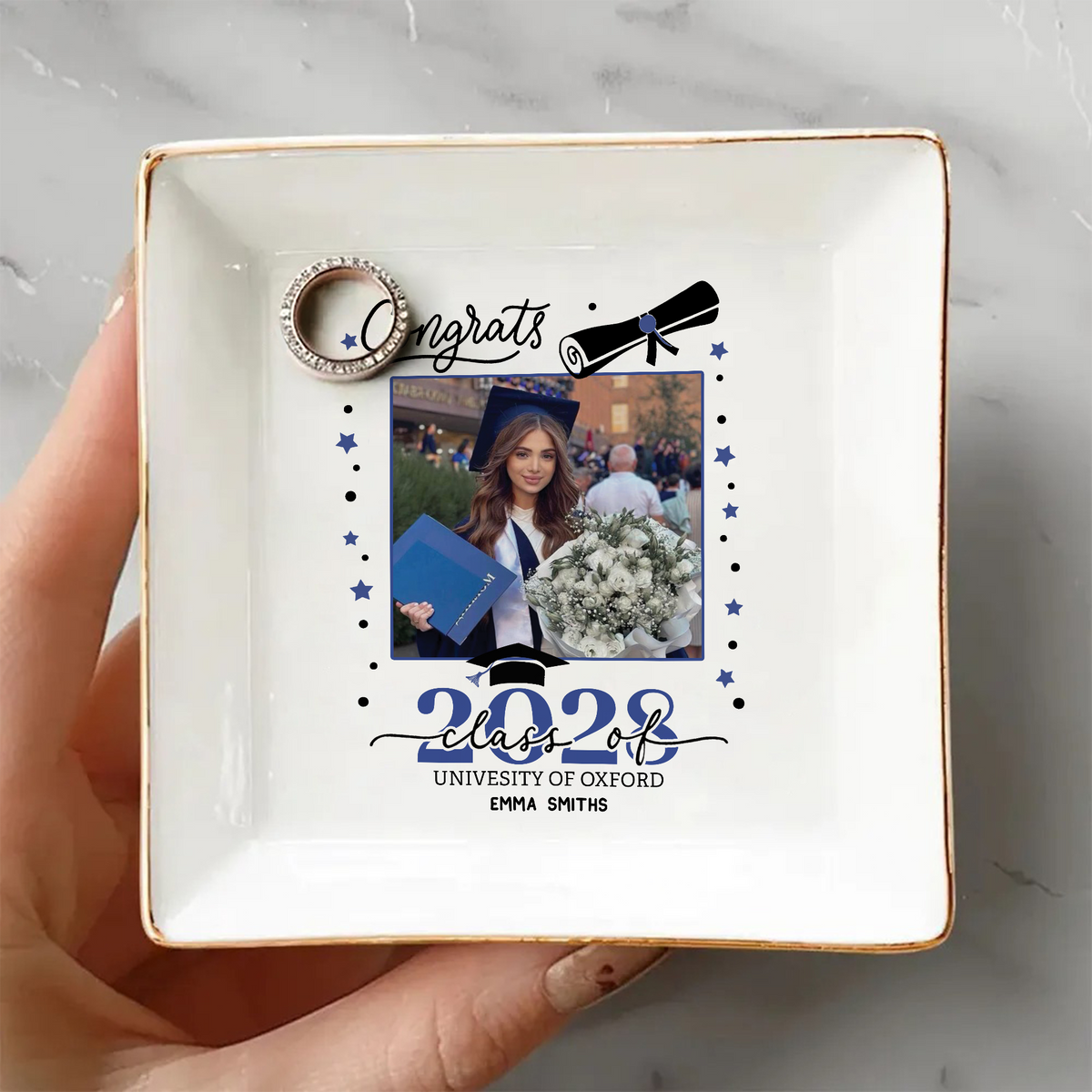 Personalized Congrats Class Of 2026 Graduation Photo Jewelry Dish HO82 901648