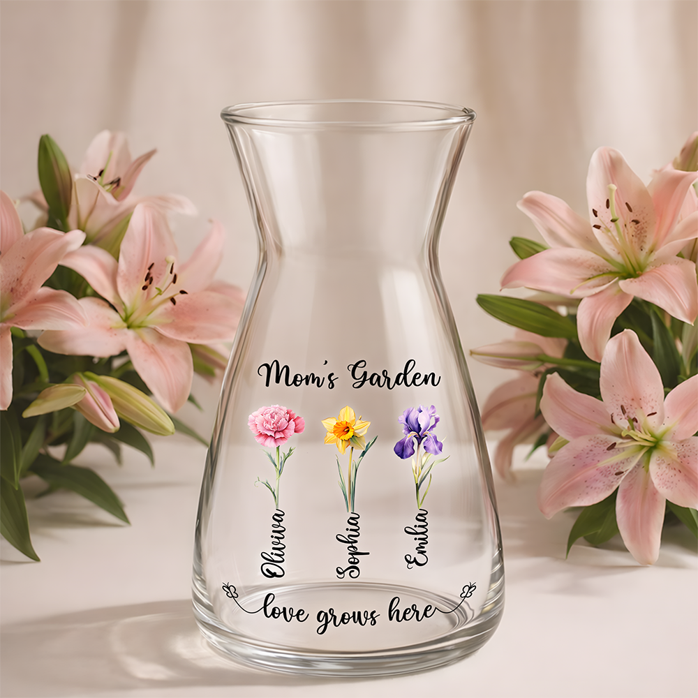 Personalized Mommy's Garden Love Grows Here Glass Vase Gift For Mother's Day CH07 910910