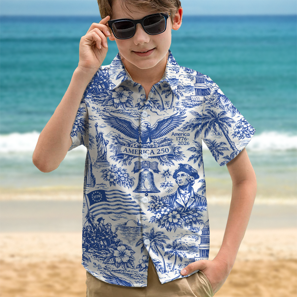 America 250th Anniversary 1776-2026 Toile De Jouy Style Kid Hawaii Shirt TH10 169407