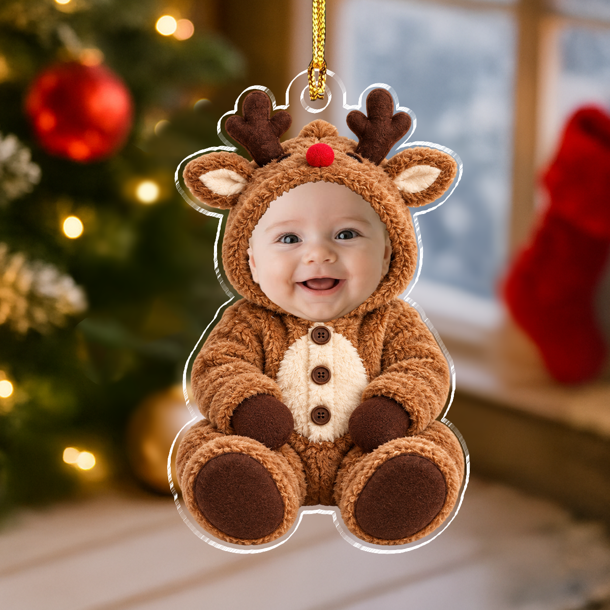 Custom Baby Face Acrylic Ornament Baby’s First Christmas Keepsake, Newborn Holiday Gift CH07 180754