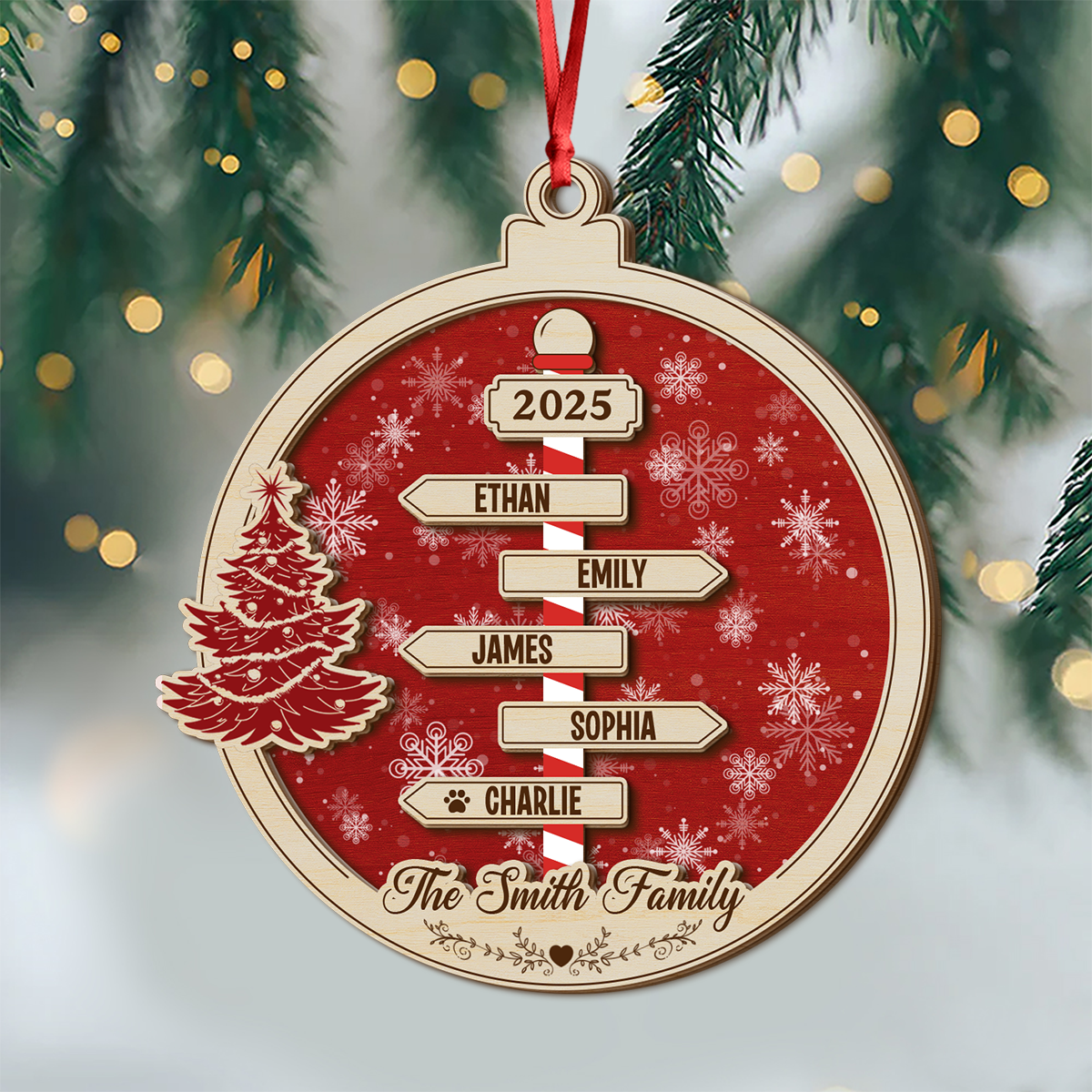 Custom Family Name Christmas - Personalized 2 Layered Wood Ornament CH07 899066