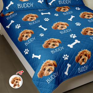 Custom Photo And Name With Icon Quilt Bedding Set For Dog Lover TH10 896663