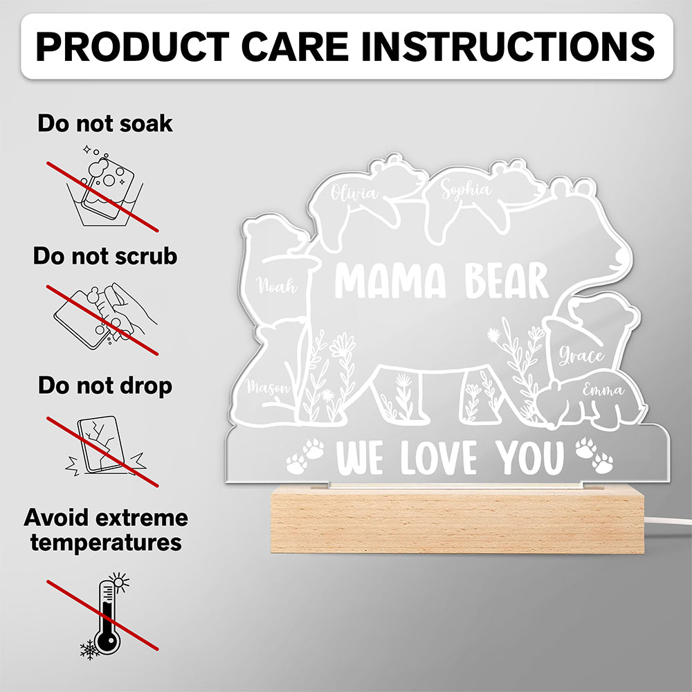 Mama Bear We Love You Personalized LED Night Light Gift For Mom Grandma CH07 895310