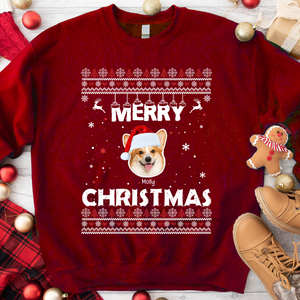 Custom Dog Cat Photo Merry Christmas Sweatshirt TH10 896065
