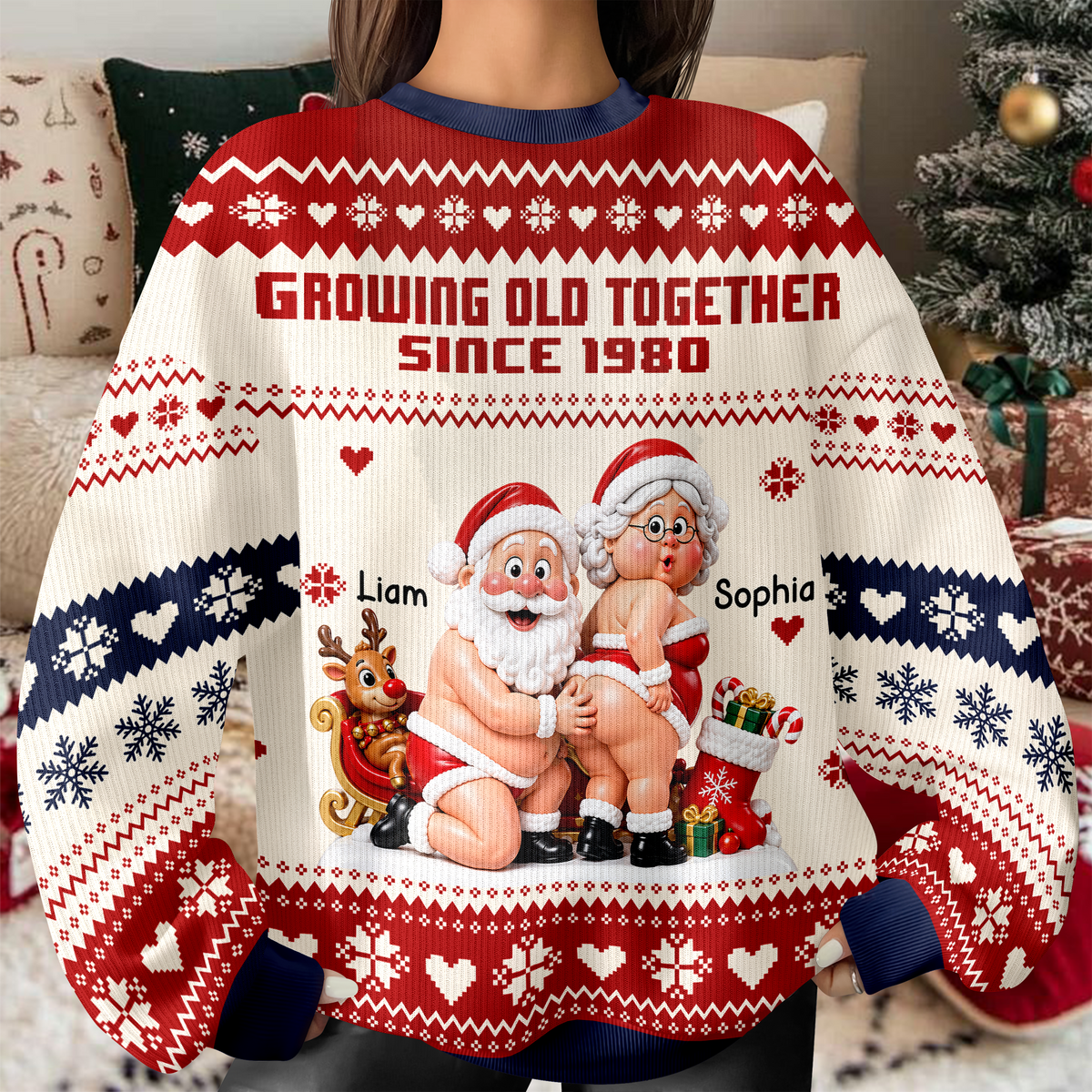 Personalized Growing Old Together Couple Ugly Sweater Christmas Couple Gift HA75 919528