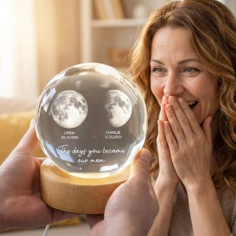 Custom Moon Phase The Day You Becam My Mom My Dad 3D Crystal Ball LED Night Light LM32 897987