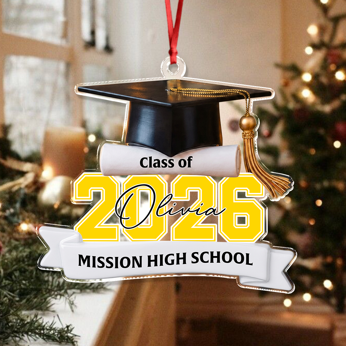 Custom Class Of 2026 2027 Personalized Acrylic Ornament Christmas Gift For Senior, For Graduation HA75 919548