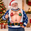 Funny Hairy Santa Belly Boobs Merry Christmas Ugly Sweater LM32 670087
