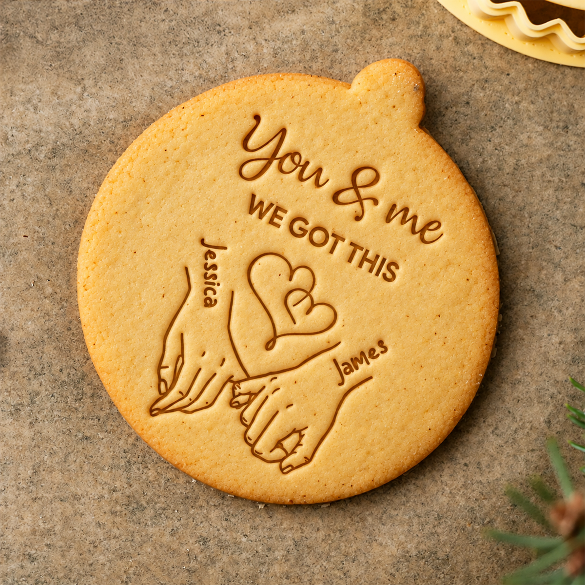 Personalized Couple Hands Cookie Stamp, Romantic Baking Gift HO82 904168