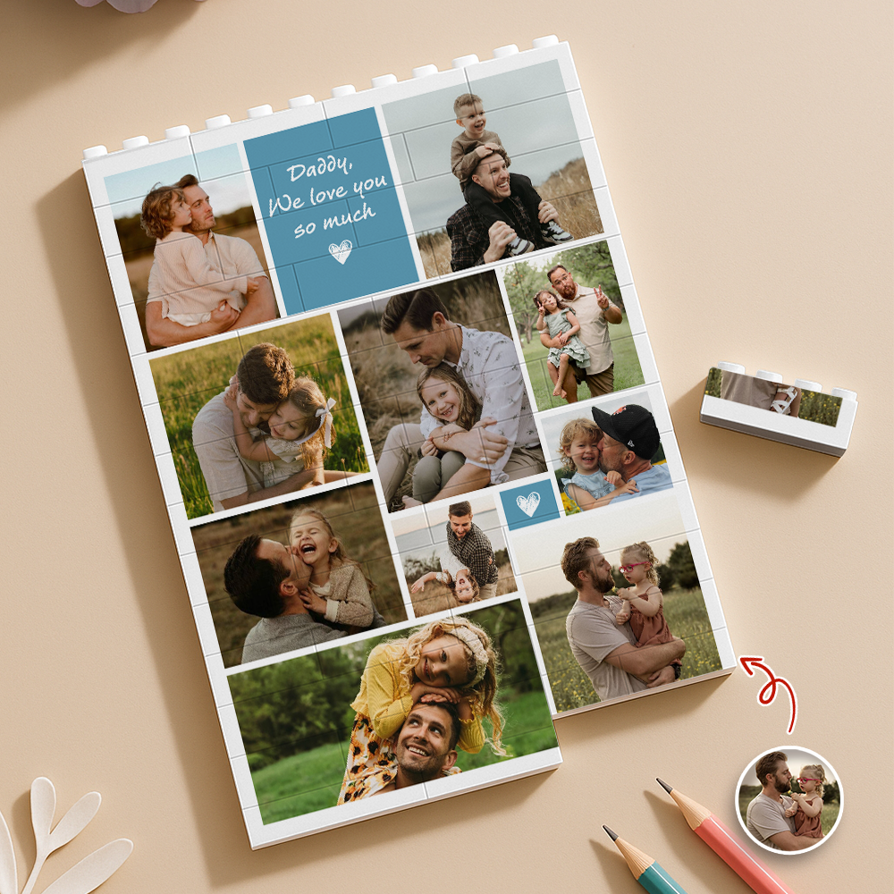 Personalized Daddy We Love You Photo Collage Building Brick Puzzle Gift CH07 911542
