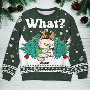 Cat What With Christmas Tree Ugly Sweater For Cat Lovers Personalized Gift HO82 893050