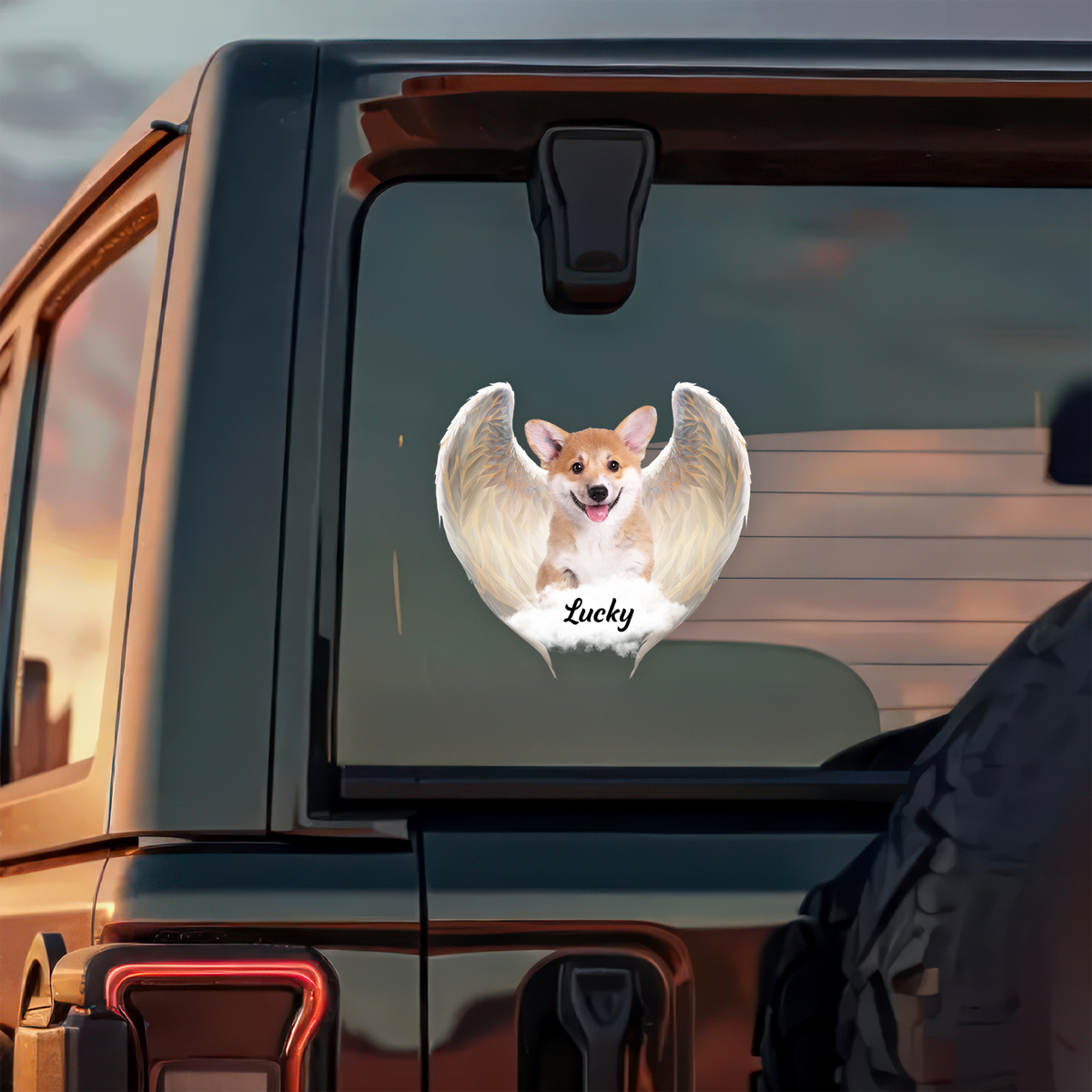 Custom Photo Pet Within Angel Wings Memorial Car Sticker HO82 900984