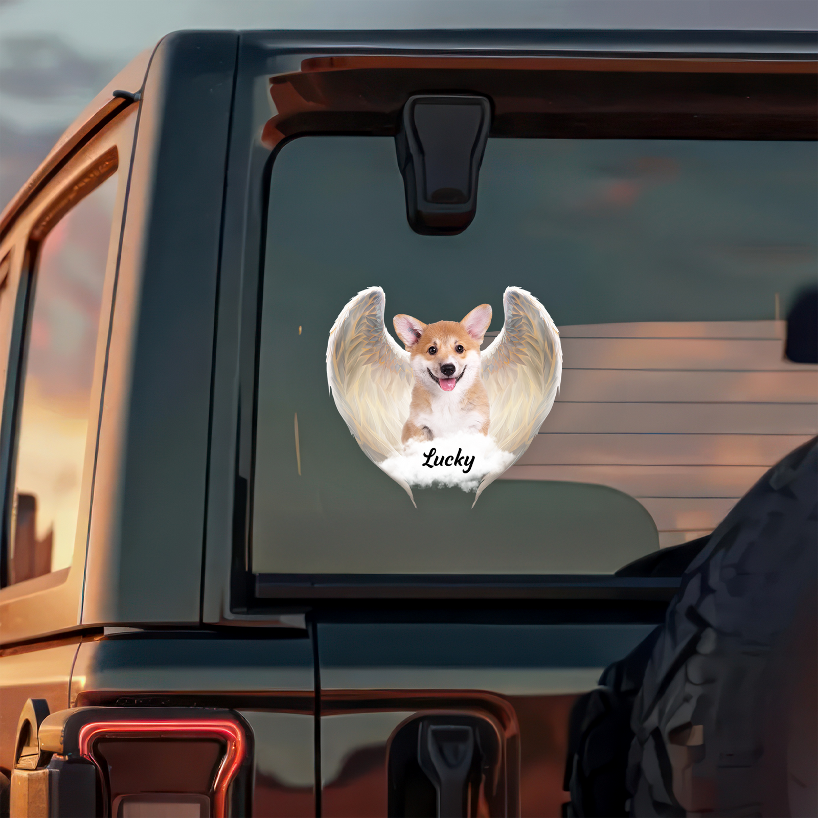 Custom Photo Pet Within Angel Wings Memorial Car Sticker HO82 900984