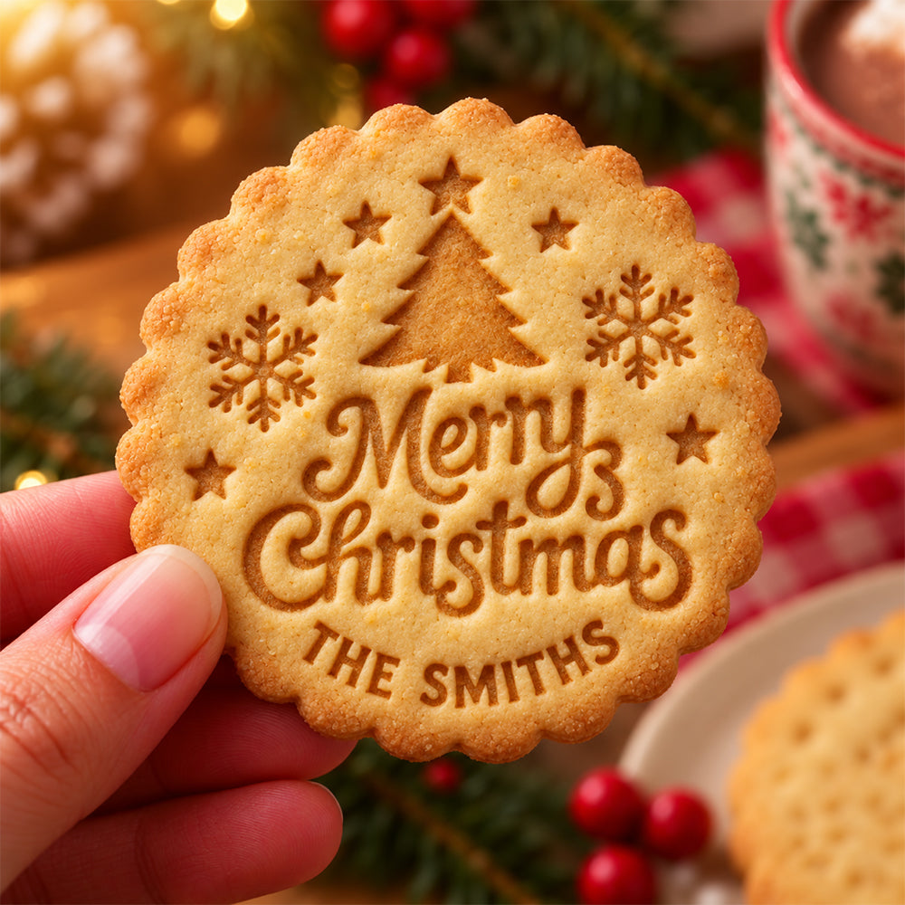 Custom Family Name Merry Christmas Cookie Stamp Gift for Bakers HA75 919626