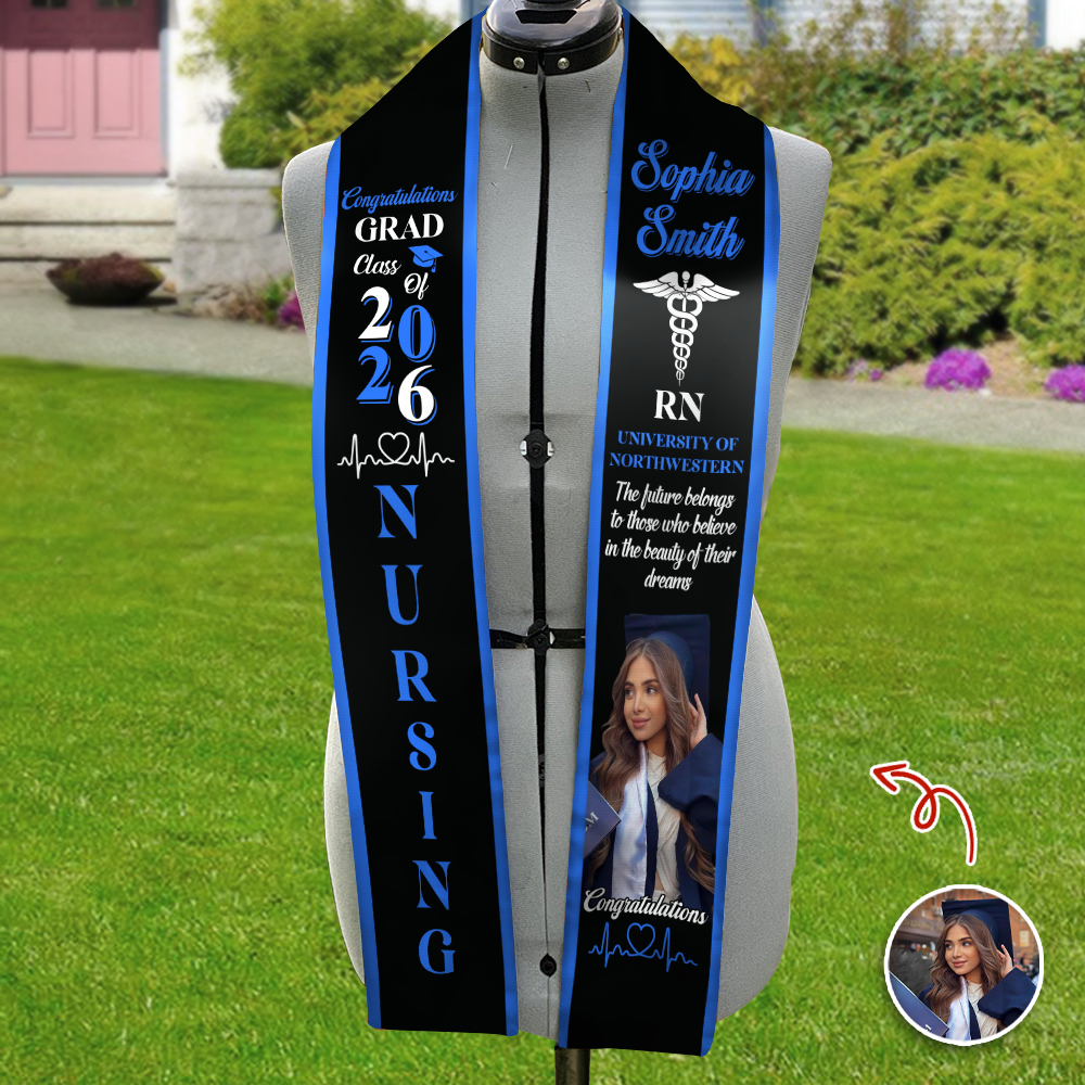 Custom Photo Nurse Class of 2026 Graduation Stole Gift For Graduates HO82 901478