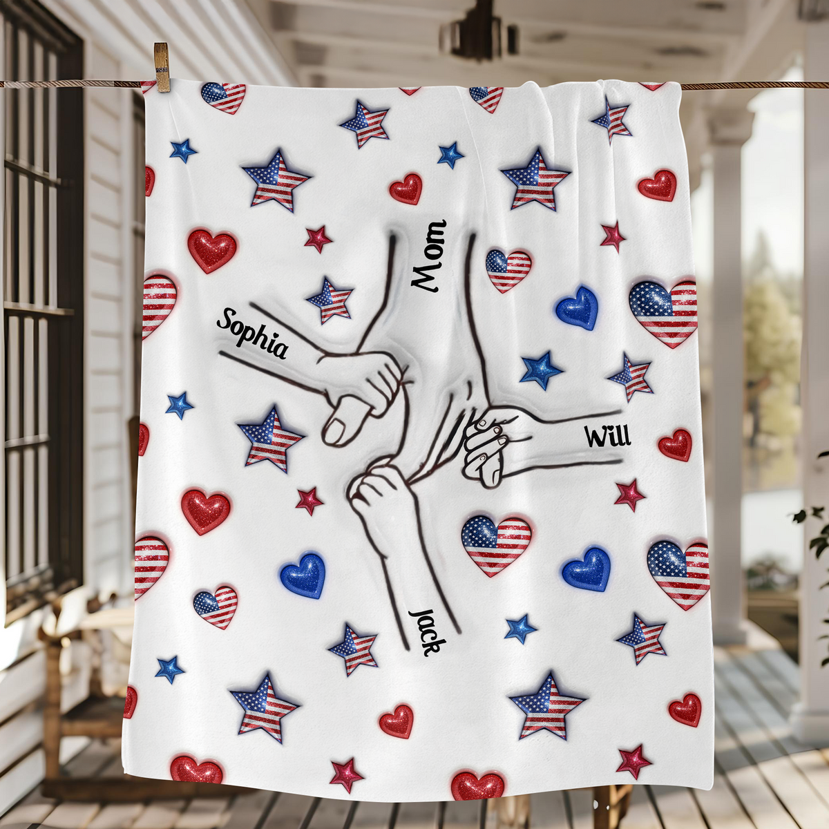 Forever Connected, Hand in Hand - Family Personalized 3D Inflated Effect Printed Blanket HA75 920382