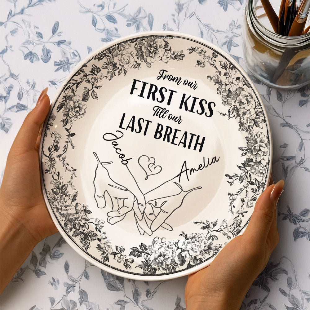 I'm Keeping You Forever Chinoiserie Toile De Jouy Style Couple Personalized Ceramic Plate Gift For Husband Wife, Anniversary HA75 892648