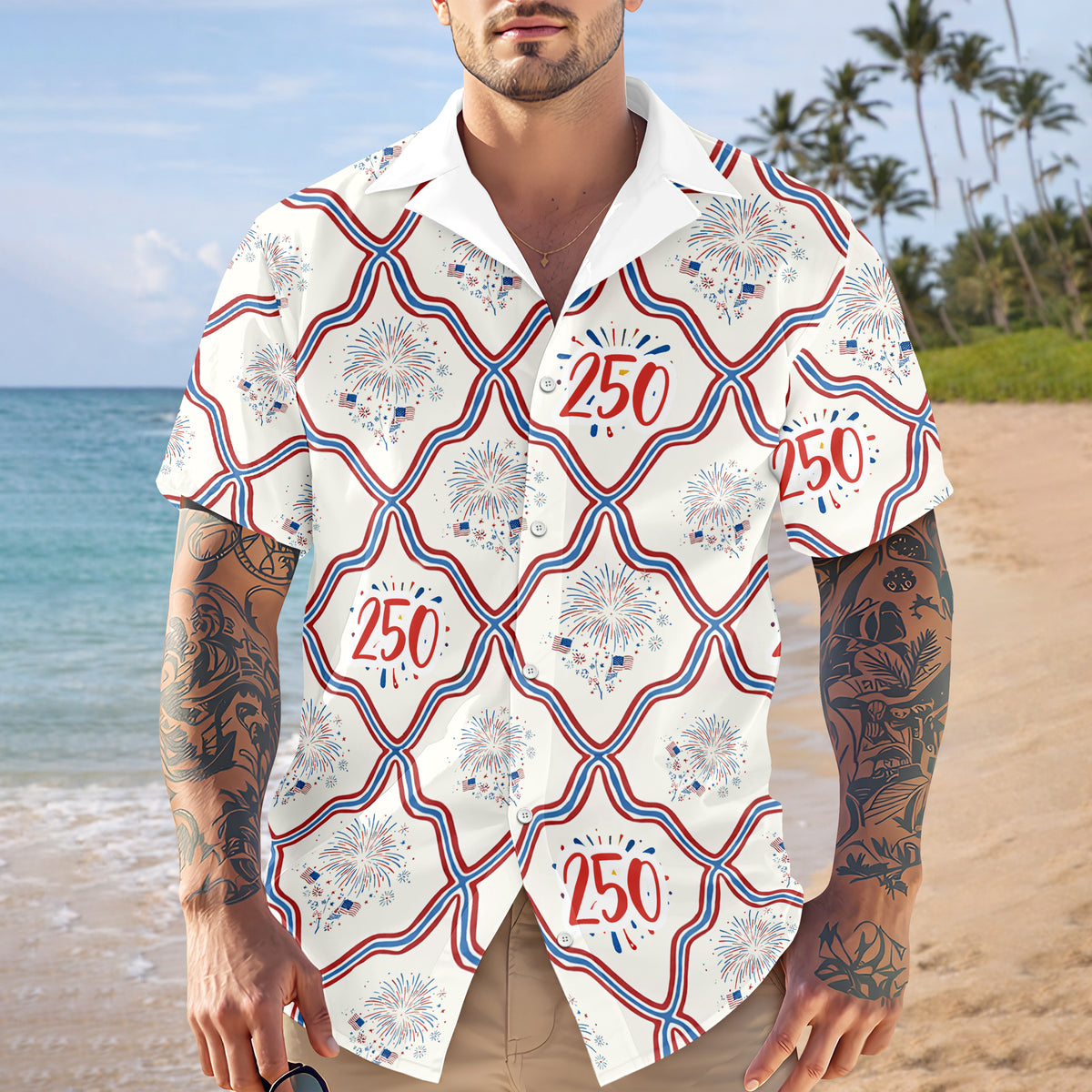 Custom Photo USA 250th Anniversary Patriotic Hawaii Shirt HA75 898818