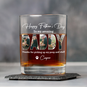 Custom Photo Happy Father's Day To My Amazing Dad Whiskey Glass Dog Lovers Gift CH07 895902