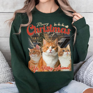 Custom Your Cat Photo Retro Vintage Merry Christmas Sweatshirt TH10 892001