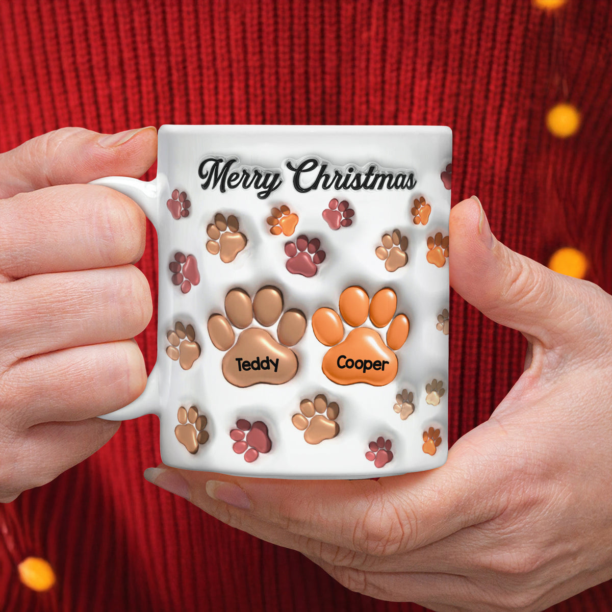 Custom Name Merry Christmas 3D Inflated Effect Mug For Dog Lover TH10 896619