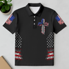 Personalized American Flag Cross Polo Shirt – Christian Faith Patriotic Shirt for Men LM32 899601