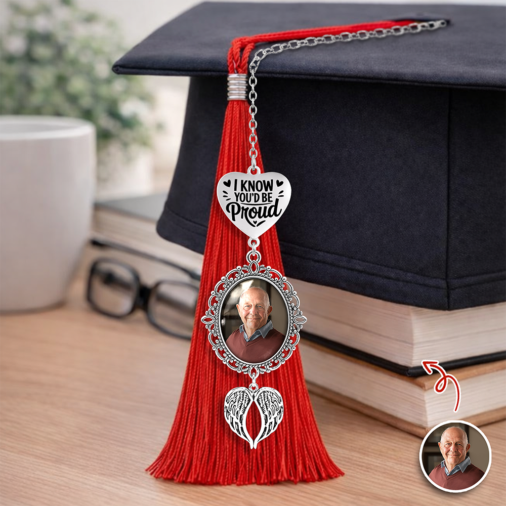 Custom Photo You Are Always In My Heart Memorial Personalized Graduation Tassel Heart & Angel Wing Charm HA75 920826