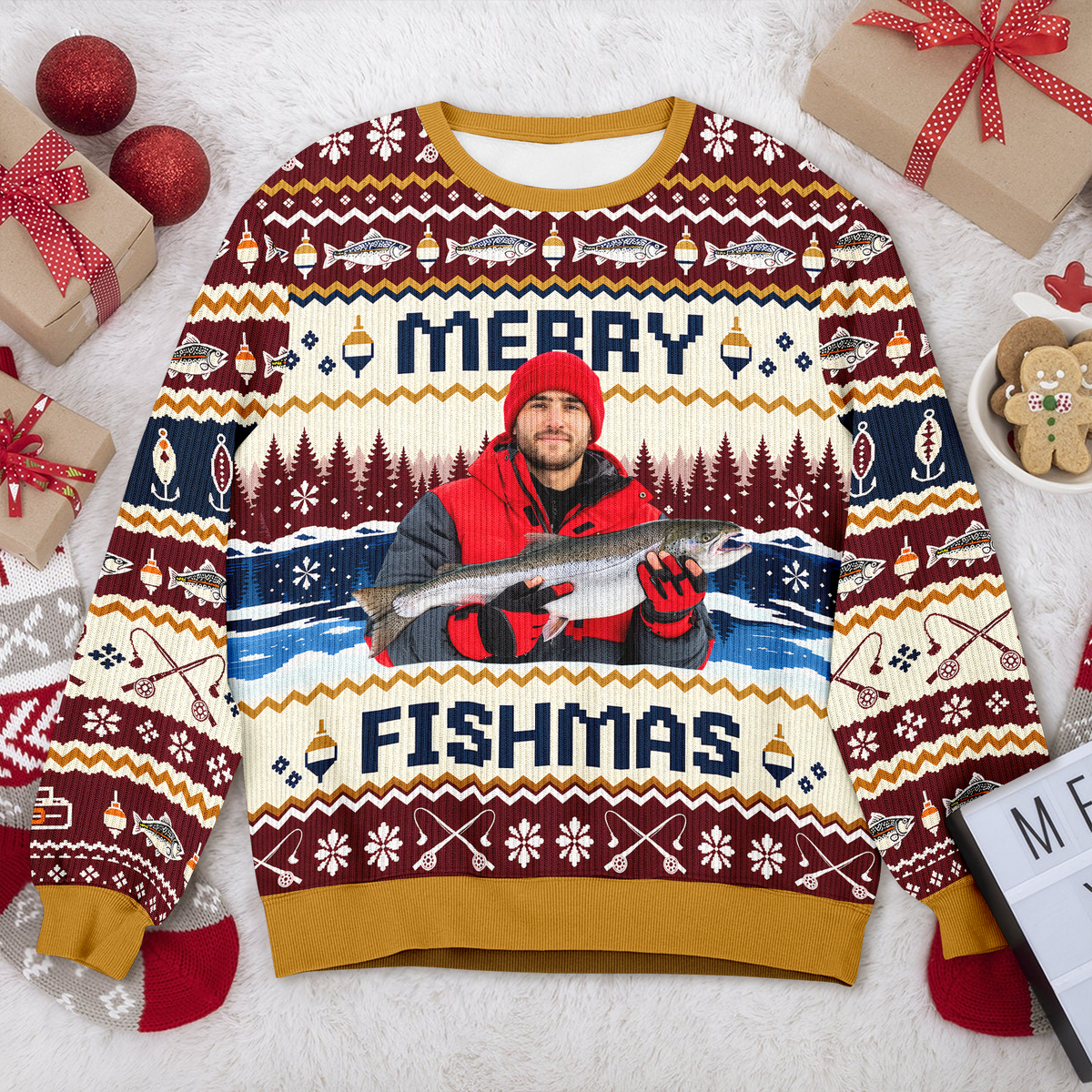 Custom Photo Merry Fishmas Personalized Ugly Sweater Christmas Gifts HA75 919614