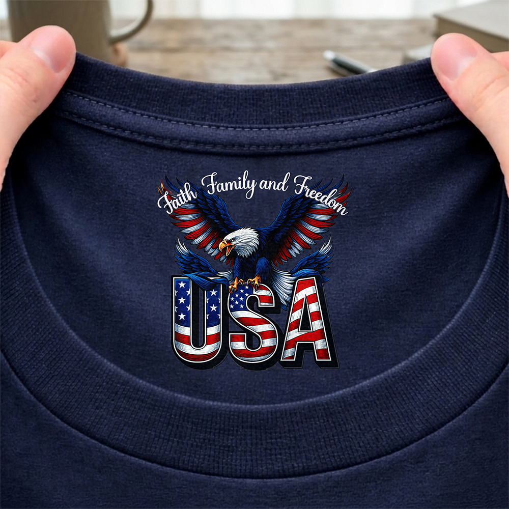 Faith, Family & Freedom America 250 Years Neck Print Shirt CH07 910908