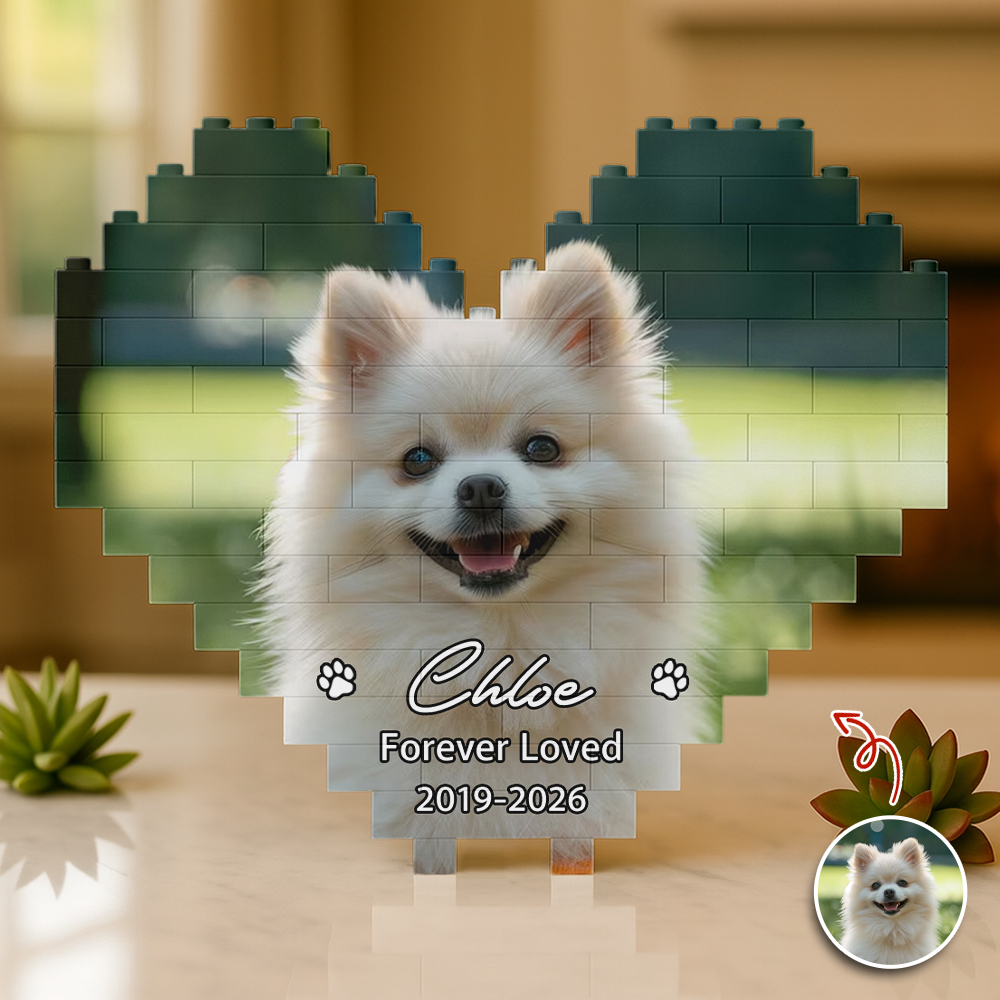 Custom Photo Forever Loved Dog Cat Memorial Building Brick Blocks TH10 898973