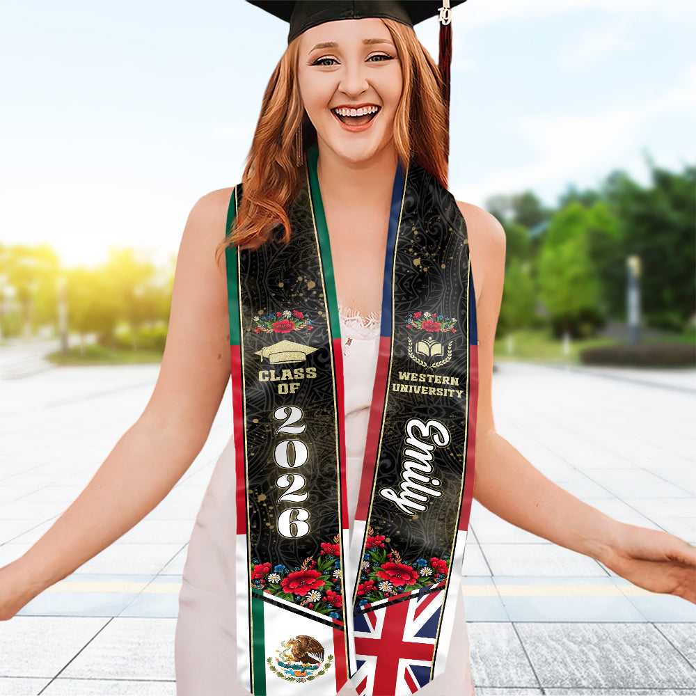 Personalized Country Flag Graduation Stole Sash – Class of 2026 Custom Graduation Gift HA75 898894