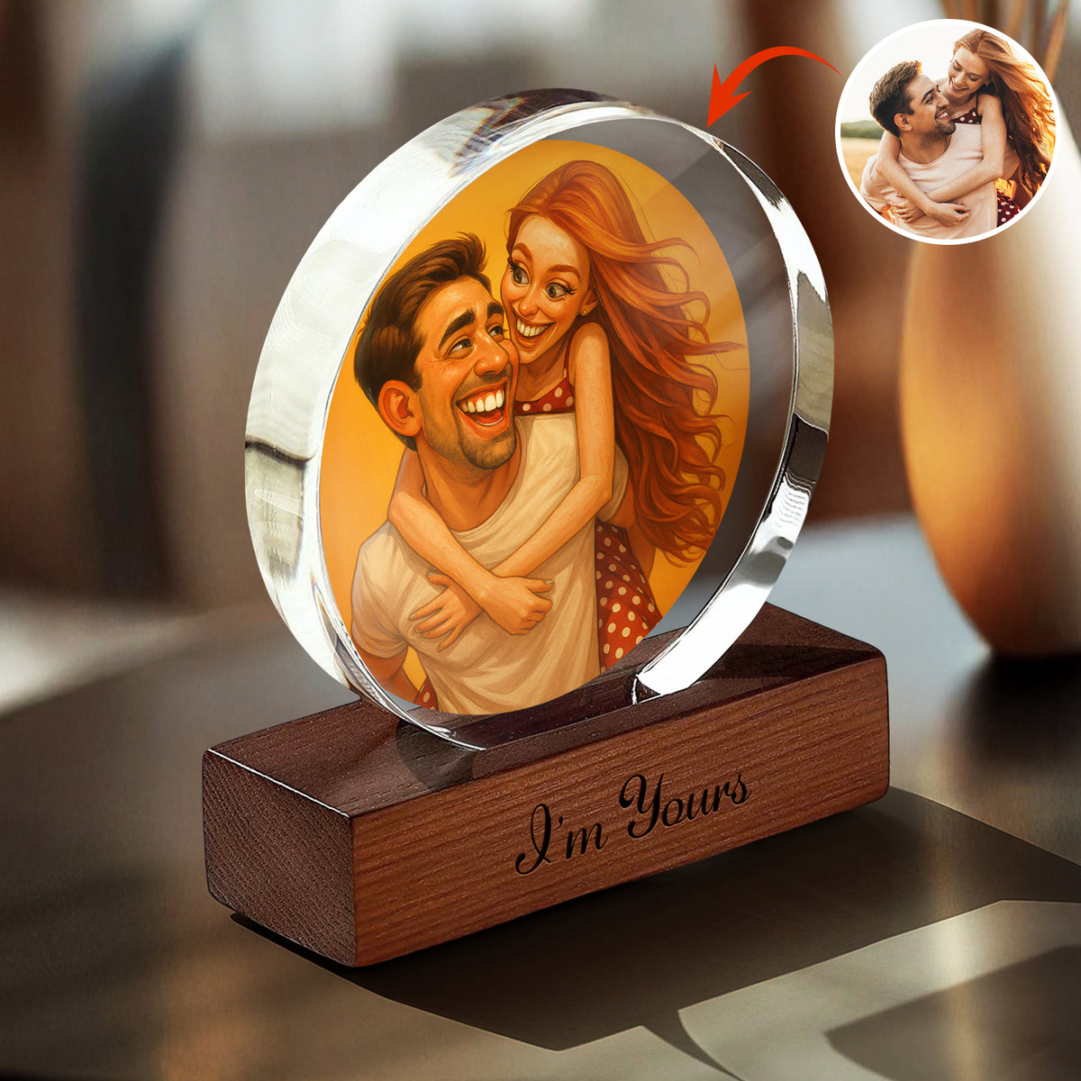 Caricature Wall Art For Funny Couples Round Acrylic Block Plaque LM32 895011