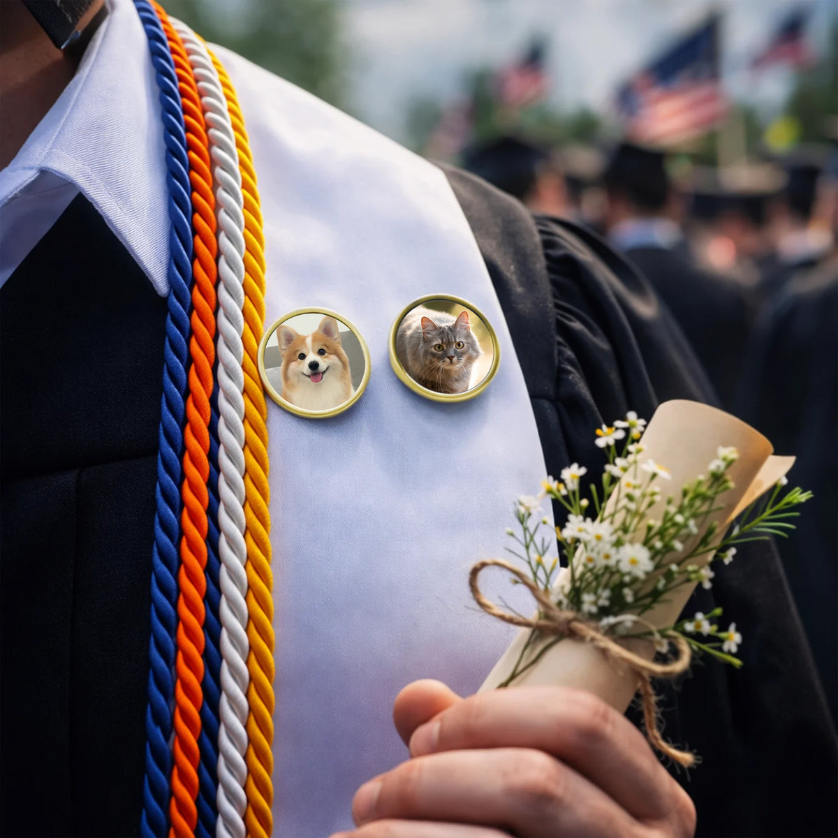 Custom Pet Photo Forever In My Heart Memorial Lapel Pin - Gift for Dog Cat Memorial, In Loving Memory, Family Memorial Gifts HO82 901858