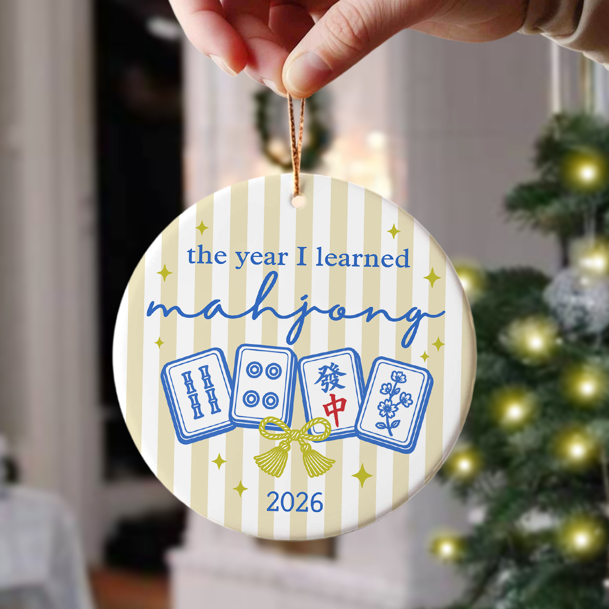 Personalized Mahjong Christmas Ceramic Ornament Mahjong Lover Gift, Christmas Tree Decoration LM32 670009