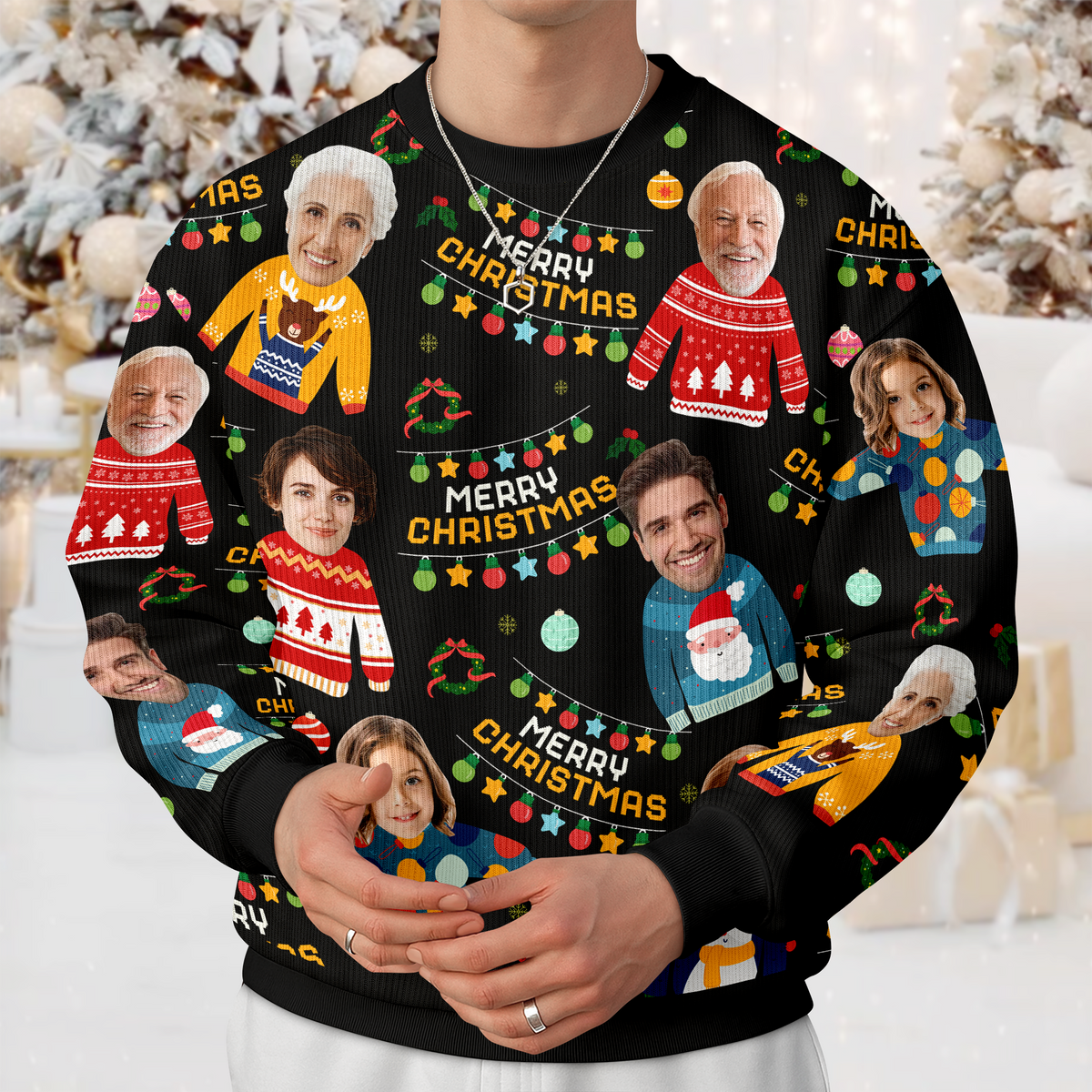 Custom Family Photo Merry Christmas Funny Ugly Sweater CH07 896998