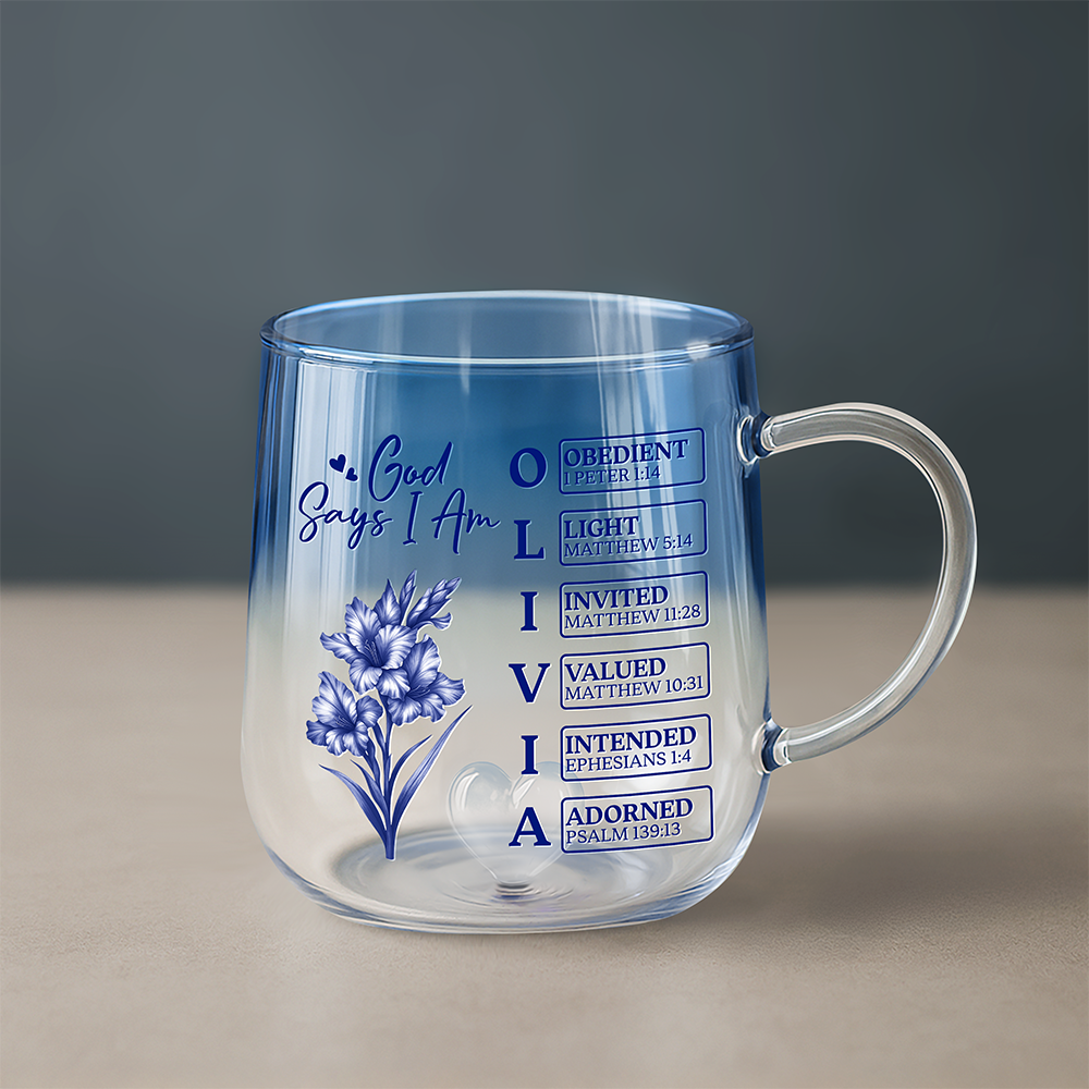 Personalized Name With Birth Flower Pink Gradient Glass Mug - Gift For Mom, Sister, Grandma, Mother's Day HO82 901792