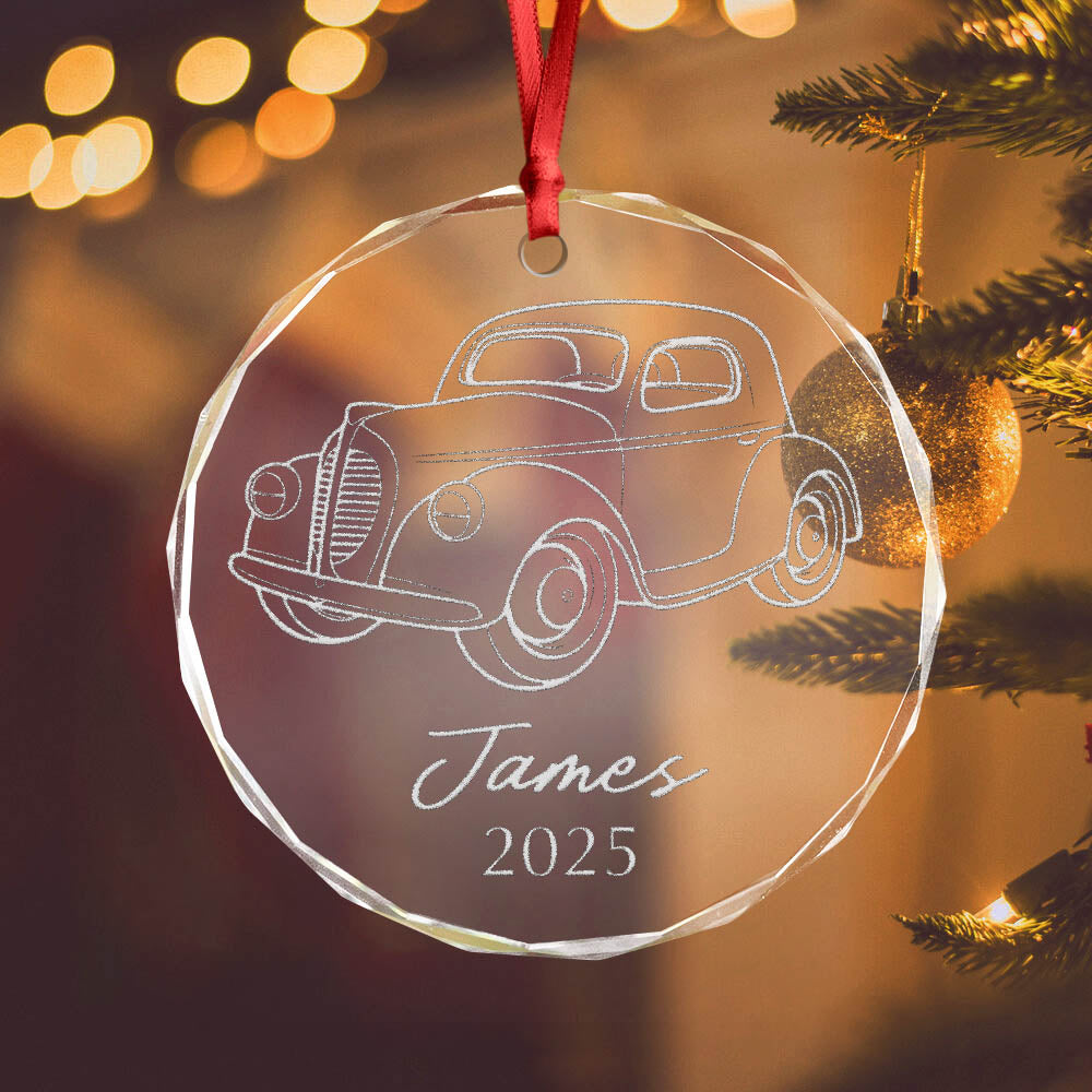 Custom Car Photo Christmas Engraved Glass Ornament TH10 894333