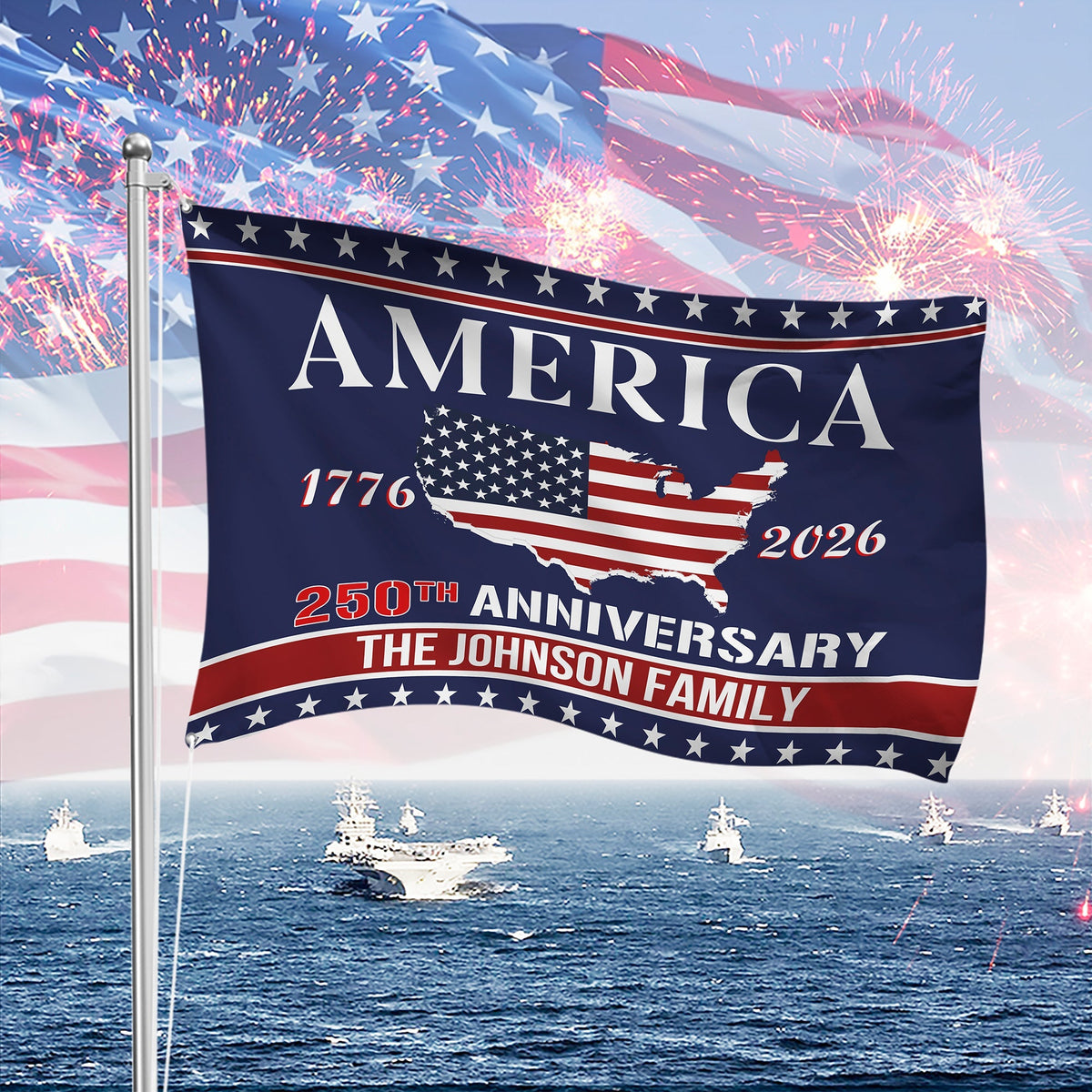 Personalized Family Name America 250th Anniversary Banner House Flag LM32 897751