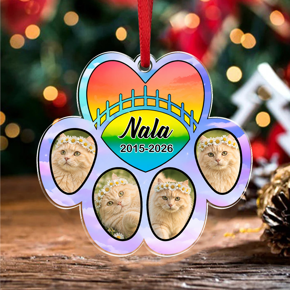 Personalized Dog Cat Photo In Memory Of Paw Acrylic Ornament, Pet Memorial Christmas Gift TH10 170887