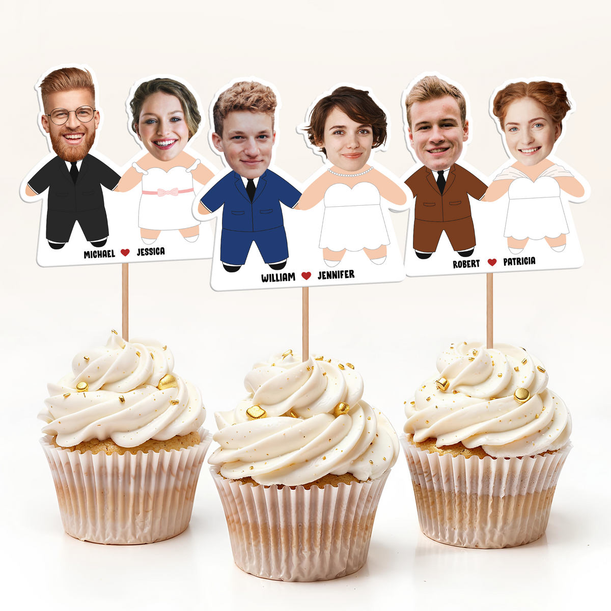Custom Photo Face Wedding Couple Decoration Cupcake Toppers HA75 892222