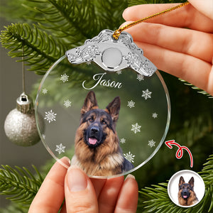 Custom Photo Dog Metal Top Glass Ornament For Christmas TH10 894881