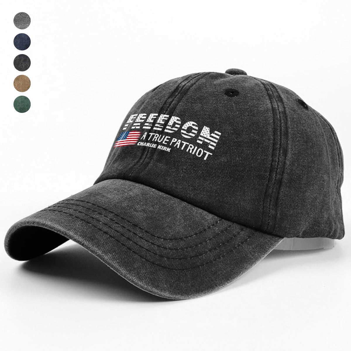 Charlie Kirk A True Patriot Rest In Peace Washed Denim Baseball Cap HO82 65760