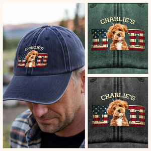 Custom Photo Dog Cat Dad Washed Denim Baseball Cap Ver US Flag Vintage HA75 892530