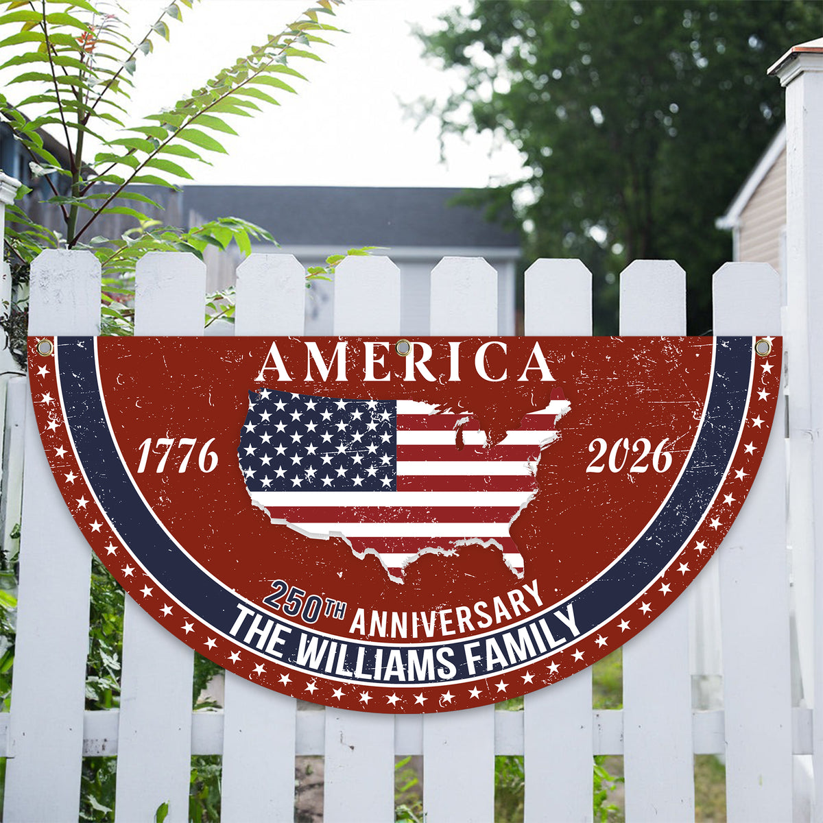 Personalized Family Name America 250th Anniversary Non-Pleated Fan Flag HA75 920286