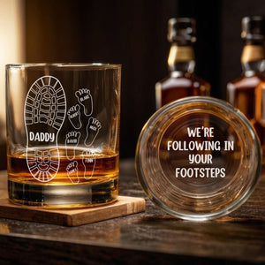 Personalized We're Following Your Footsteps Father Whiskey Glass LM32 893553