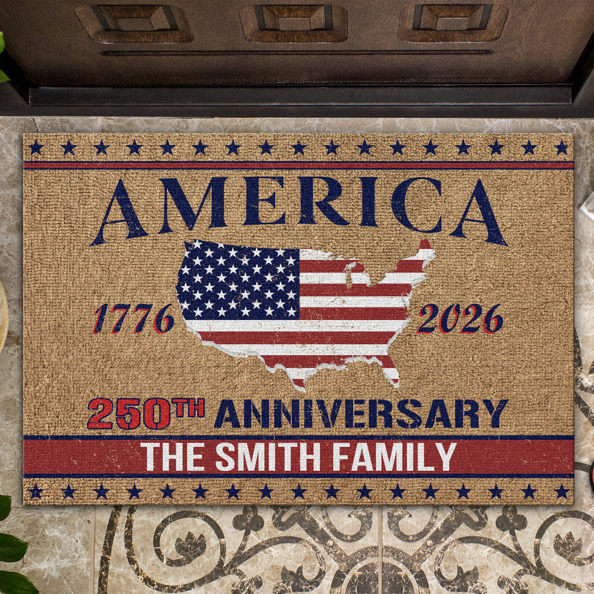 Personalized Family Name America 250th Anniversary Doormat HA75 898942