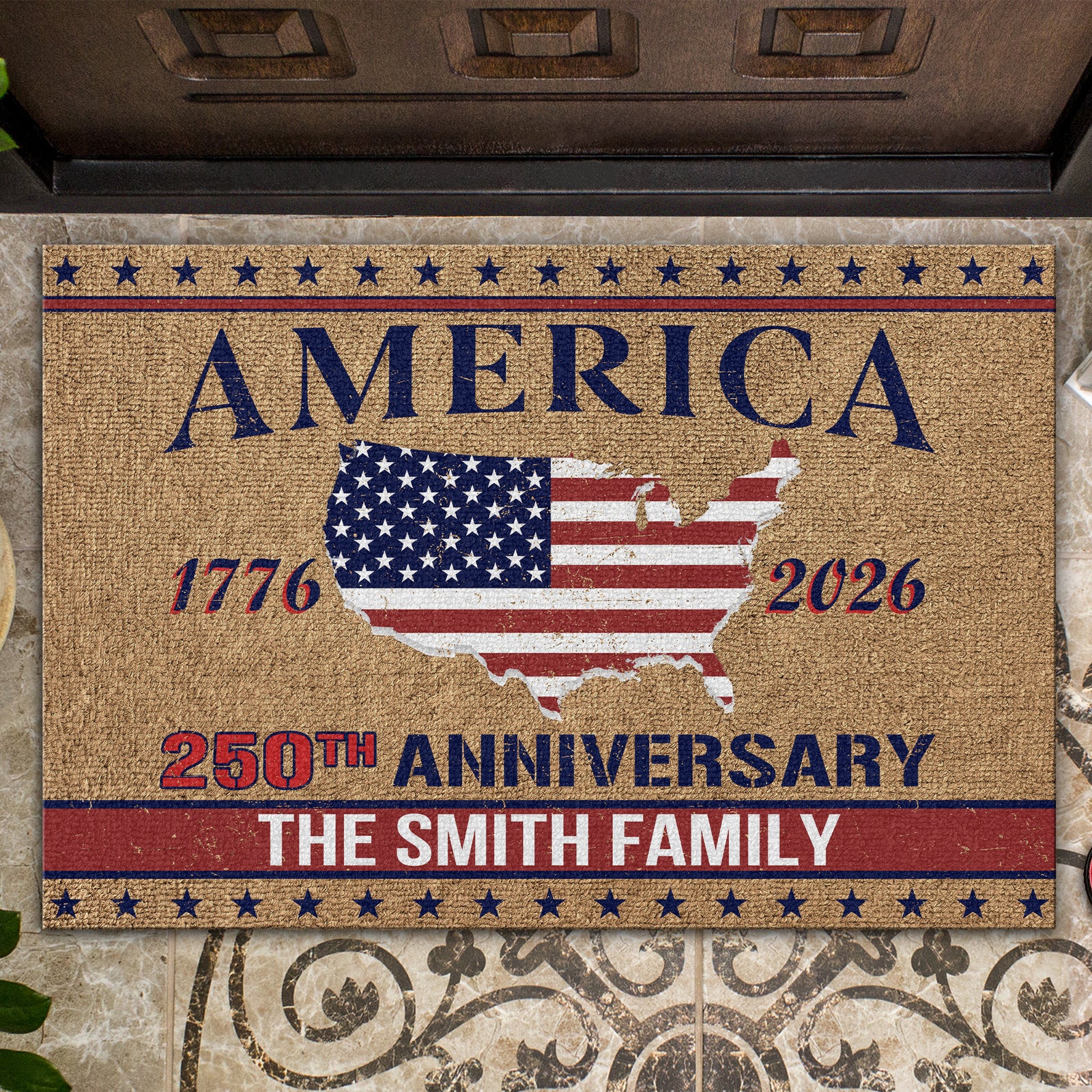 Personalized Family Name America 250th Anniversary Doormat HA75 898942